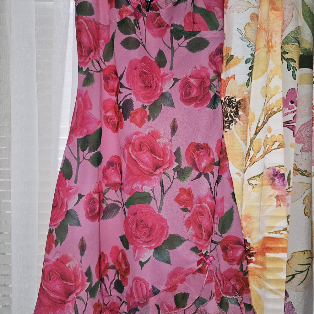 White Fox Boutique Pink Green A-line Mini Dress